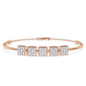 14kt Rose Gold Nova Square Lab Diamond openable bracelet (1 Ct. Tw.) New Luxury Elegant Handmade Fine Jewelry Marking <b>Gift</b> <b>Her</b> - Product Image 2