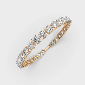 Bracelet tennis en argent 925 avec moissanite ronde, ton jaune, bijoux fins, chaîne de poignet de luxe - Product Image 2
