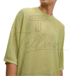 T-shirt en maille ample et stylée pour hommes, coupe carrée, avec logo personnalisé, vente en gros - Product Image 4