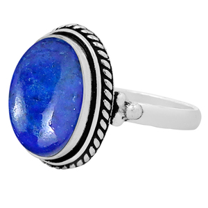 Bague solitaire Gourik vintage en argent sterling 925 avec lapis-lazuli, pierre précieuse du sud-ouest, pour femme, bijoux à porter au quotidien - Product Image 3