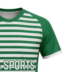 Maillot de handball rayé vert et blanc pour hommes, manches courtes, en polyester, pour l'entraînement et les matchs sportifs - Product Image 5