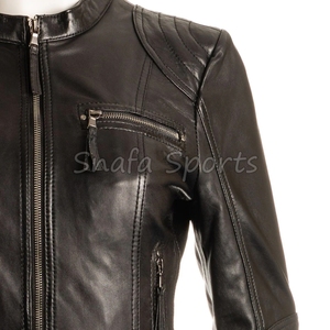 Women Elegant Leather Crop <b>Jacket</b> <b>Short</b> Slim Fit Biker Coat Premium Fashion Outerwear for Winter Casual and Party Wear - Product Image 3