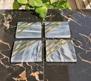 Posavasos de mármol para bebidas, juego de 4 o 6 posavasos modernos de lujo - Product Image 1