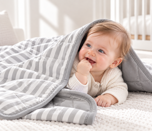 Organic Polyester Baby <b>Throw</b> Blanket Solid <b>Quilted</b> Swaddling All-Season Eco-Friendly Modern Dotted Simple Style 200TC - Product Image 1