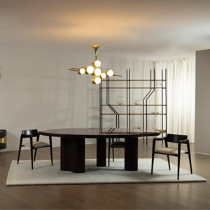 Silla de Comedor Moderna Tapizada en Madera con Reposabrazos Curvos, Estructura de Madera Sólida para Hotel, Restaurante y Hogar - Product Image 6