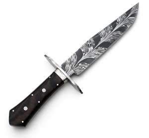Handcrafted <b>Feather</b> Pattern Damascus Steel Display Metal Craft Dark Wood Handle Art - Product Image 1