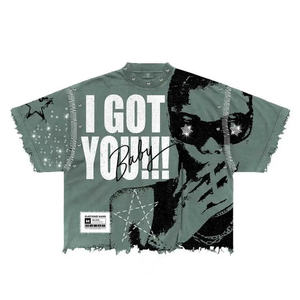 Camisetas Personalizadas de Alta Calidad para Hombre, Estilo Vintage, 100% Algodón, Logotipo Personalizado, Impresión Serigráfica, Tallas Grandes, Lavado Ácido - Product Image 2