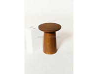 Luxuriöser Massivholz-Sockelhocker Minimalistischer Runder Holz-Beistelltisch Skandinavischer Stil Holz-Akzenthocker Handgefertigt Massiv