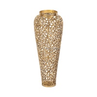 Vase de sol de style moderne glamour en fer plaqué or, fait main, pour mariage, design découpé complexe, pour intérieur et extérieur, en métal rouillé