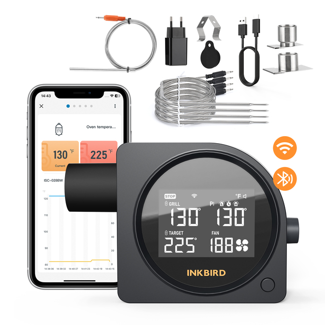 Inkbird ISC-028-BW Dual WIFI 5G and BT Connection Smart BBQ Temperature Controller Perfect for Grills