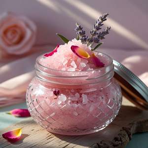 Sel de Bain Pur de l'Himalaya Infusé à la Lavande, Huile Parfumée Naturelle, Cristal Minéral Sculpté Écologique, Apaisant, Détoxifiant, pour Bain Spa - Product Image 4