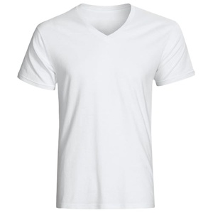 T-shirt pour homme en coton uni de qualité supérieure, col en V, couleur unie, logo personnalisé, fabricant en gros, streetwear, t-shirts pour homme à col en V - Product Image 4