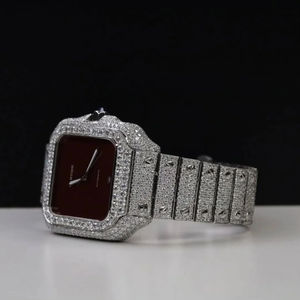 Reloj Hip Hop con Diamantes Moissanite VVV Totalmente Automático, con Logotipo Personalizado, Diseño Cuadrado Antiguo, Elegante, de Acero Inoxidable - Product Image 2