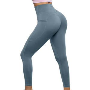 High Quality Custom-Made Women's Gym <b>Leggings</b> Elastic Waist Spandex/Nylon Yoga Pants Solid <b>Pattern</b> - Product Image 1
