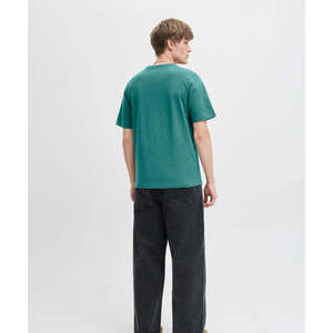 Camiseta de Manga Corta para Hombre, Color Verde Azulado, Cuello Redondo, Corte Regular, Estilo Casual, 100% Algodón Jersey, Color Sólido, Transpirable - Product Image 4