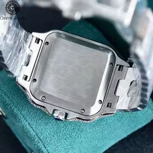 Charm_Jewels Luxury Women's Stainless Steel Square <b>Watch</b> 38mm Analog Quartz Sapphire Crystal Rainbow Gemstone Dial Folding Clasp - Product Image 2