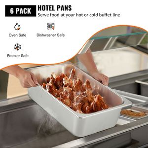 Set di 6 Contenitori Profondi in Acciaio Inox per Alimenti 20,9 X 12,8 X 5,9 Pollici 20,5L per Riscaldamento e Conservazione - Product Image 2