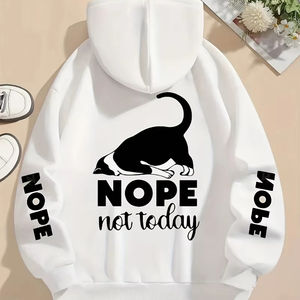 Nope Not Today - Sudaderas con capucha para mujer, con estampado de gatos, holgadas, con bolsillos, cálidas, de forro polar, informales, para invierno - Product Image 1