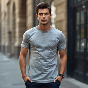 เสื้อยืดคอตตอน 100% แบบสั่งทำได้  ลายถักเรียบ  สำหรับผู้ชาย  แบรนด์สั่งทำได้  คอกลม  ทรงปกติ  ผ้าไม่ยับ  ระบายอากาศได้ดี  น้ำหนัก 280 กรัม  แบบเรียบ - Product Image 2