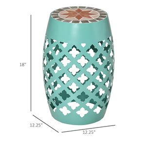 12-Inch Blue Patio <b>Round</b> Side <b>Table</b> Outdoor Footstool <b>Garden</b> Mosaic Accent <b>Table</b> Plant Stand - Product Image 3