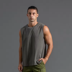 Spring and Summer <b>Men's</b> Crew Neck T-shirt Thin Seamless <b>Vest</b> 2026 Base Shirt Casual Sleeveless Loose Sports tank Top T-shirt - Product Image 2