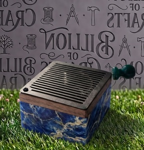 Luxury Square Shaped Medkhan Incense Evaporator with Resin Body Wooden Frame and <b>Metal</b> <b>Grill</b> for Arabian Home Fragrance - Product Image 2