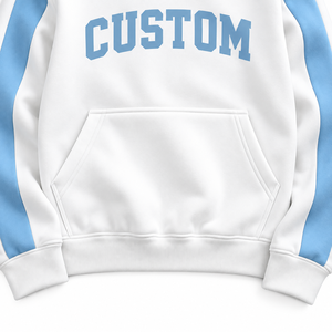 Custom Logo Printed Hoodie <b>Men's</b> <b>White</b> Blue Regular Sleeve Cotton French Terry Casual Autumn Waterproof Pocket Loose <b>Sweatshirt</b> - Product Image 4