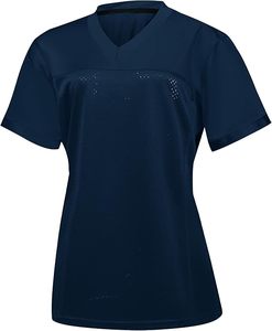 Camiseta Deportiva Atlética para Mujer, Cuello en V, Manga Corta, Ligera, 100% Poliéster, Antibacteriana, Transpirable, con Malla Bordada - Product Image 3