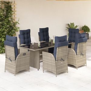 <b>Adjustable</b> Grey Poly Rattan Garden Dining Set With Standard <b>Footrests</b> 6 Seater Outdoor Furniture - Product Image 3