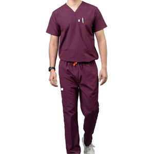 Women's Purple 100% Cotton Knitted Scrub Set Hospital Use Scrub <b>Tops</b> and Blouses Included - Product Image 1