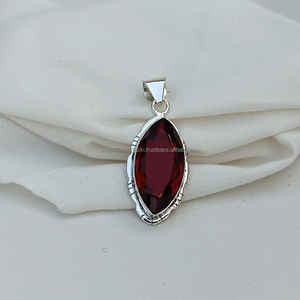 Pendentif en argent sterling 925, pendentif de bijoux faits à la main, pendentif unique, pierre précieuse de grenat rouge, pendentifs pour cadeaux de Noël - Product Image 4