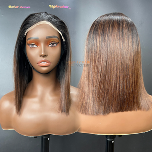 Perruque Bob en Cheveux Humains Naturels avec Pointe Brune, Dentelle Suisse 5x5, Cheveux Vietnamiens Bruts, Cuticules Alignées, Cheveux Remy – Vente en Gros - Product Image 3