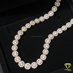 Full Round Stone <b>Tennis</b> Chain Featuring Repeating Circular Links Elegant Shimmering <b>Necklace</b> For Men And Women - Product Image 5