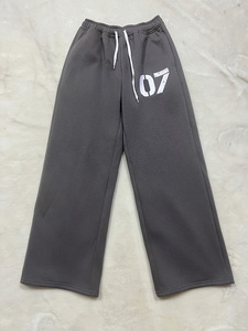 <b>Men's</b> Black Sweatpants With <b>White</b> 07 Print Elastic Waist Drawstring Casual Style Midweight Polyester <b>Pants</b> Autumn Wear - Product Image 3