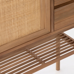 Teak Sideboard Cabinet with <b>Rattan</b> Door and Drawers Natural Solid Wood Storage for Hotel Villa Restaurant Furniture Commercial - Product Image 6