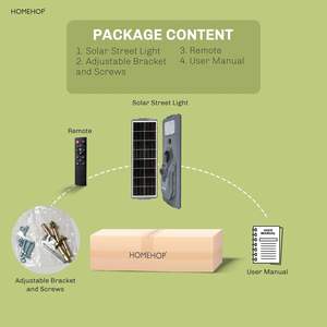 Lampe solaire de rue Homehop, étanche, 300W, avec détecteur de mouvement, 45 LED, télécommande, blanc froid, aluminium - Product Image 6