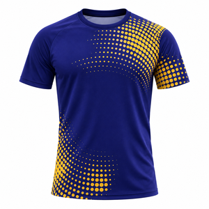 Camiseta Deportiva Azul Marino para Hombre con Estampado de Puntos Dorados, de Secado Rápido, Transpirable, de Poliéster, para Entrenamiento Atlético - Product Image 1