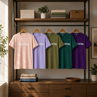 T-shirt en coton uni à col rond pour le commerce électronique transfrontalier, avec étiquette personnalisée et logo imprimé sur mesure, toutes couleurs unies