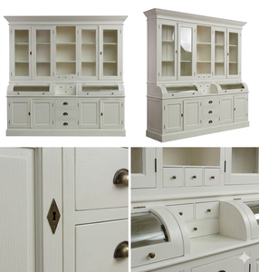 Large Eco-Friendly Durable Solid Wood Farmhouse Design <b>Storage</b> <b>Cabinet</b> Natural <b>White</b> Finish Compartments for Home Organization - Product Image 5