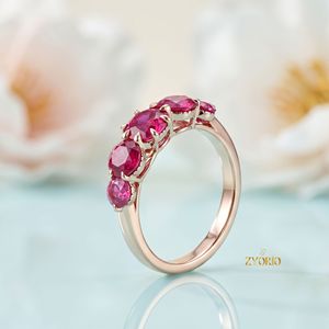 Bague en or massif 10K 14K 18K avec pierre précieuse de laboratoire taille ronde sertie à griffes, style Jedi, pour femme, cadeau de mariage et de Noël, design de créateur - Product Image 2