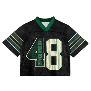 Camiseta de Fútbol Americano Vintage para Hombre, Personalizada, Transpirable, de Malla de Poliéster Estampada, Estilo Oversize, Jersey de Rugby Corto y Cuadrado - Product Image 1