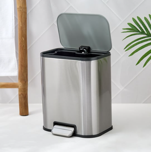 Stainless Steel Pedal <b>Dustbin</b> Bathroom Kitchen Trash Can Soft Close <b>Lid</b> Modern Waste Bin for Home Hotel Office - Product Image 2