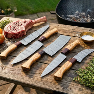 LEGACY BLADES Premium Damascus Kitchen <b>Knife</b> <b>Set</b> Full Tang Chef <b>Knives</b> Natural Wood Handle Razor <b>Sharp</b> Sustainable Durable - Product Image 4