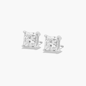 Boucles d'oreilles en or 18 carats Starsgem avec diamants de laboratoire taille princesse 0,5 ct, 1 ct, 2 ct, non certifiés - Product Image 6