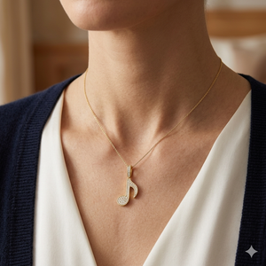 SHRAMAN DIAMOND Collier Pendentif Minimaliste en Or 10K avec Diamant de Laboratoire, Note Musicale Tendance, Charmes Unisexe pour Amateurs de Musique - Product Image 2
