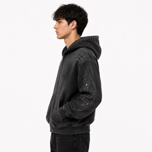 Sweat-shirt à capuche zippé en molleton 100 % coton pour homme, coupe classique, idéal pour l'hiver et les tenues décontractées - Product Image 2