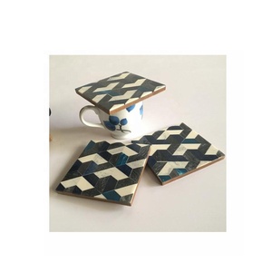 High Quality Glass Bone Inlay <b>Coaster</b> Set 4-Piece Tea Coffee Drink Tableware Kitchen Decor with Heat Protection for Home Use - Product Image 3