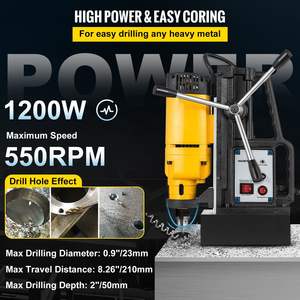 Portable Electric 1200W <b>Magnetic</b> <b>Drill</b> Press Machine 9/10 Inch (23mm) Boring Diameter 2920 Lbs <b>Magnetic</b> Force 500RPM Drilling - Product Image 3
