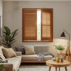 Farmhouse Barn Door Style Solid Wood <b>Shutters</b> Interior Window Panels Louver Design for Bathroom Living Room Bedroom Decor - Product Image 1