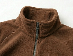 Men's <b>Brown</b> <b>Fleece</b> Jacket Full Zip Stand Collar Casual Breathable Knitted Polyester Autumn Wear Regular Fit - Product Image 3